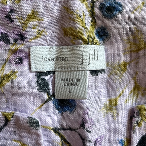 J. Jill Love Linen purple floral linen sleeveless dress large - Picture 2 of 10